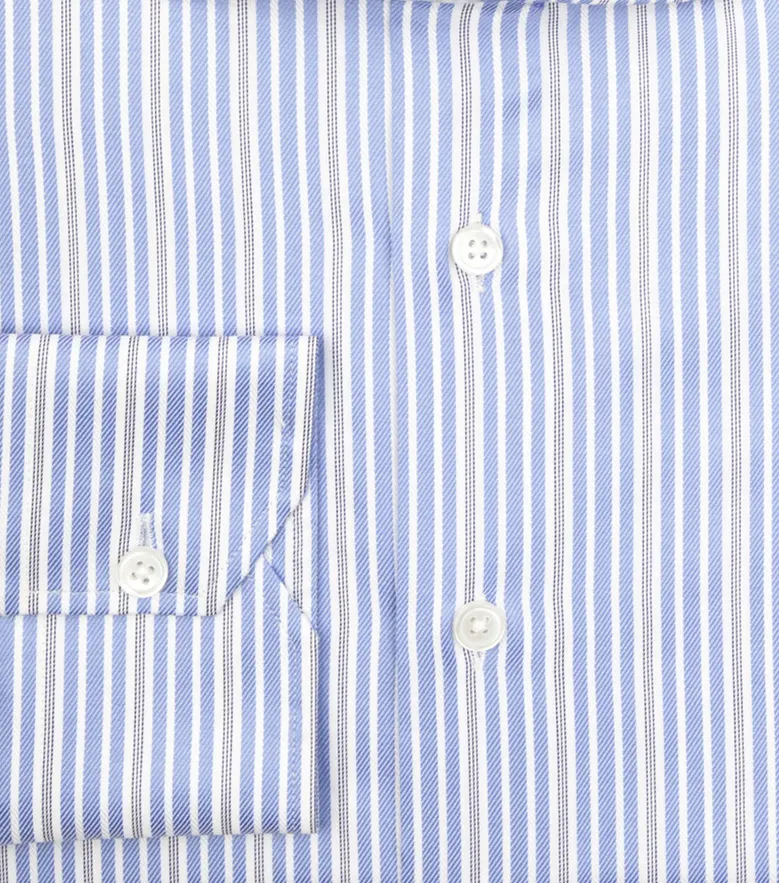 Chemise en twill à rayures bleu