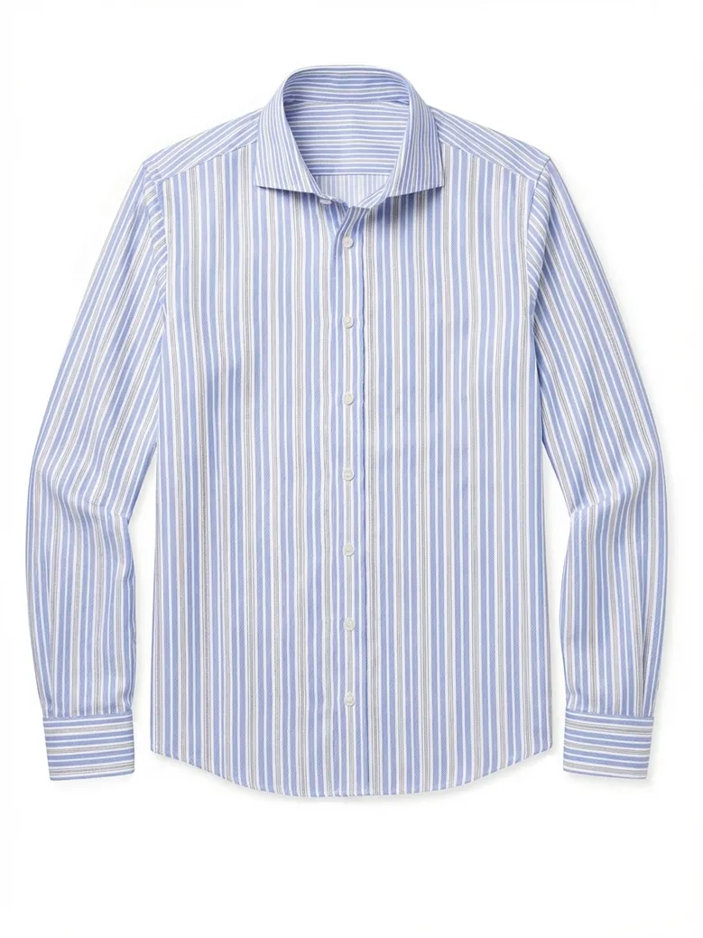 Chemise en twill à rayures bleu