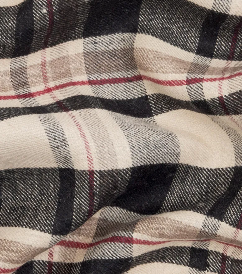 Chemise en lin épais à carreaux beiges et marron