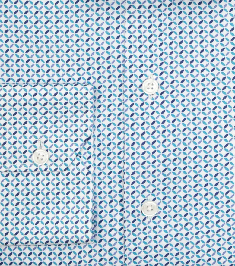 Chemise en popeline imprimé bleu facile à repasser