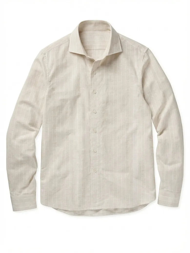 Chemise en lin à rayures beiges