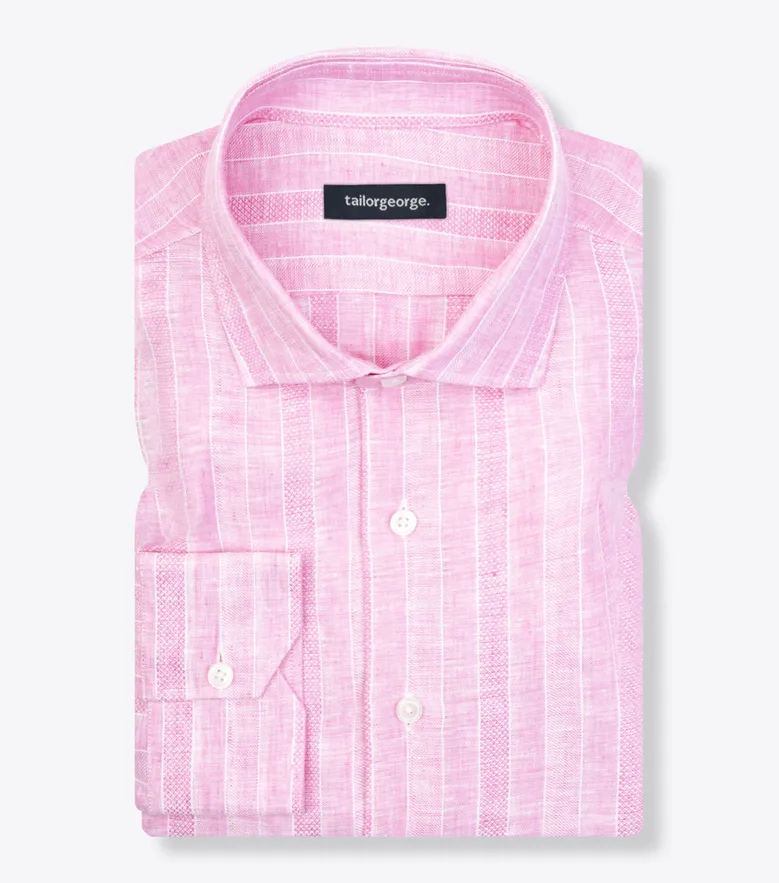 Chemise en lin à rayures roses