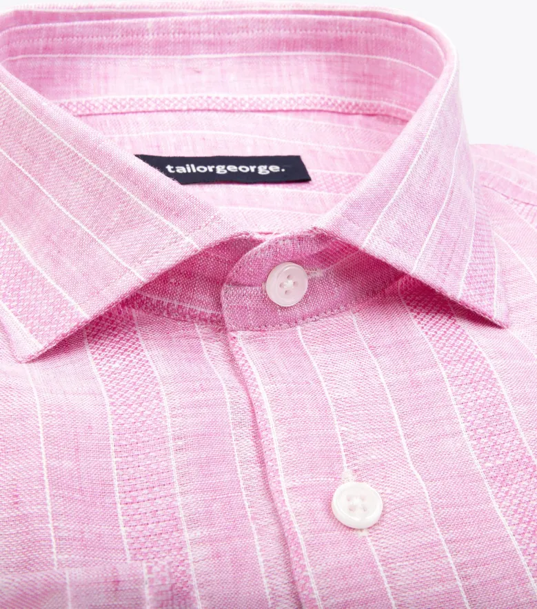 Chemise en lin à rayures roses