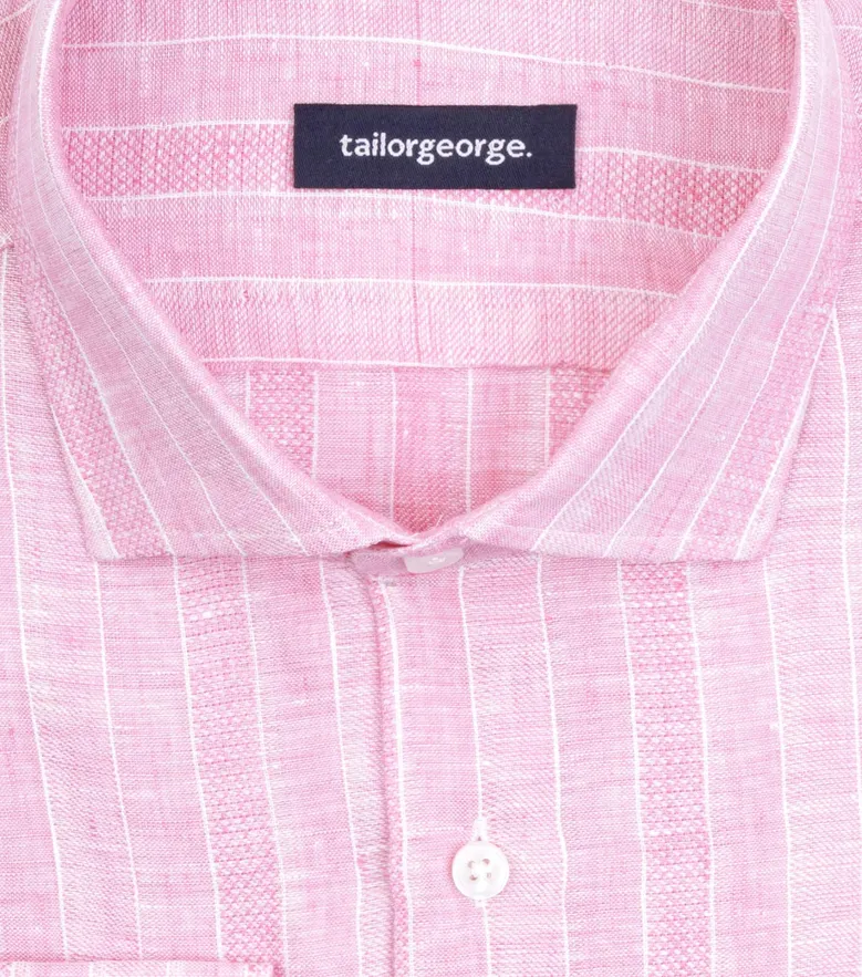 Chemise en lin à rayures roses