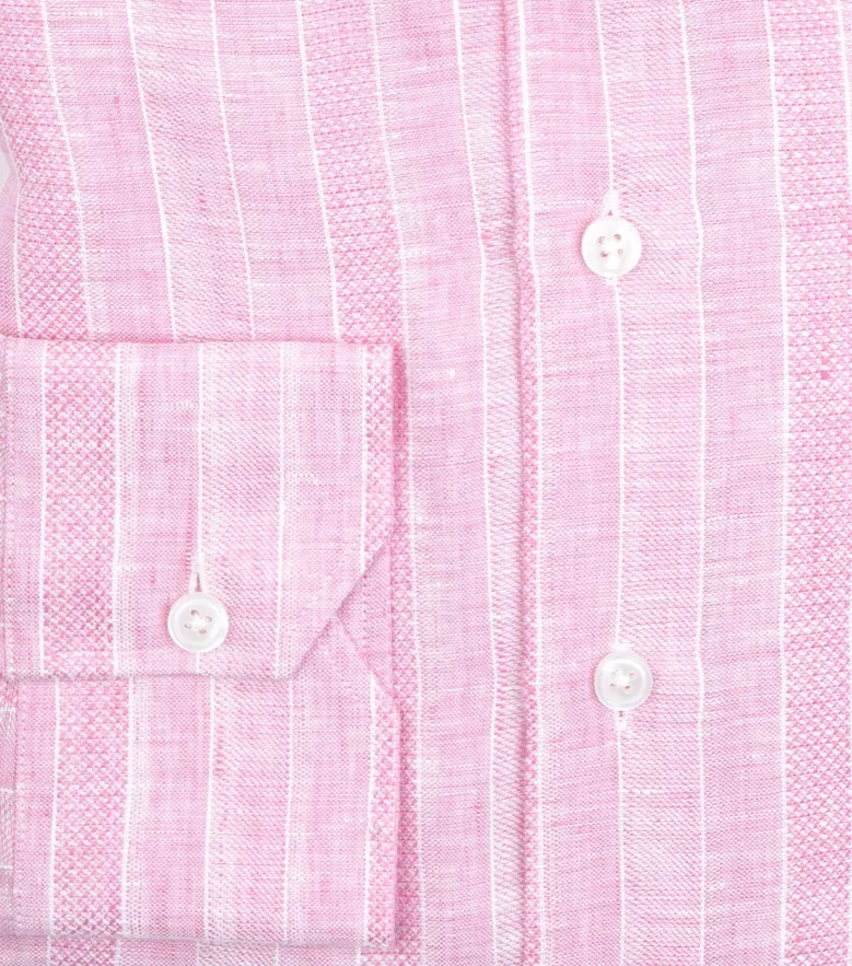 Chemise en lin à rayures roses