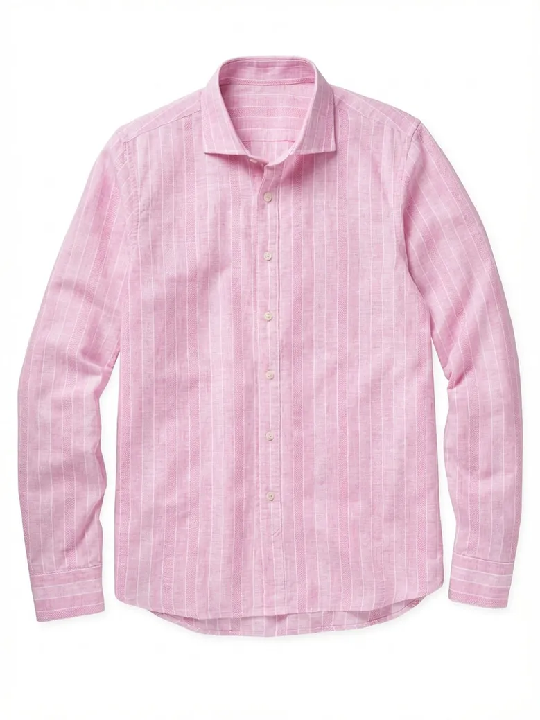 Chemise en lin à rayures roses