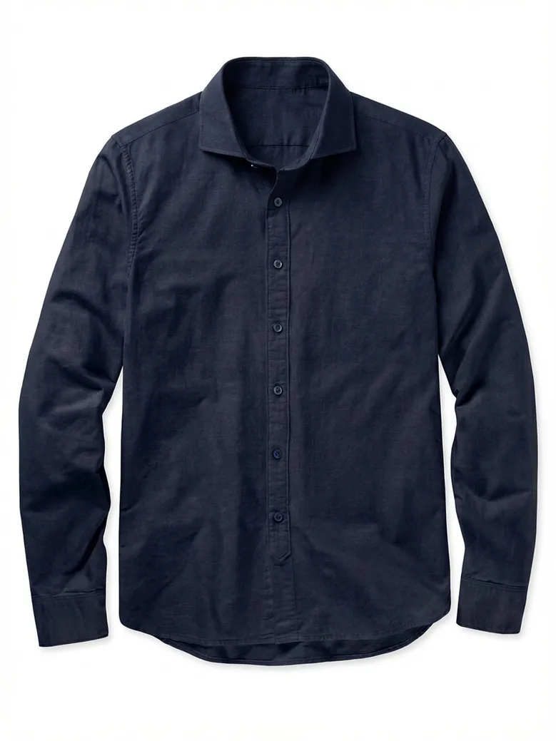 Chemise en lin uni bleu marine