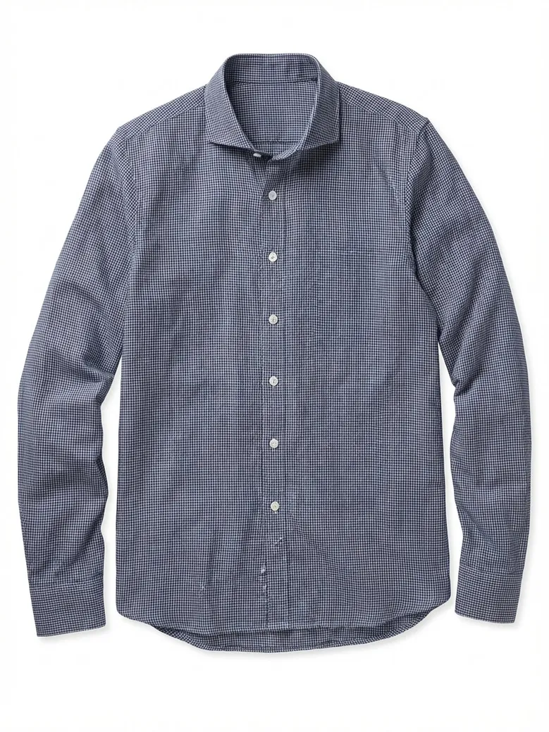 Chemise en lin à carreaux bleu marine