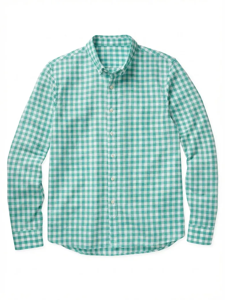 Chemise en lin à carreaux verts