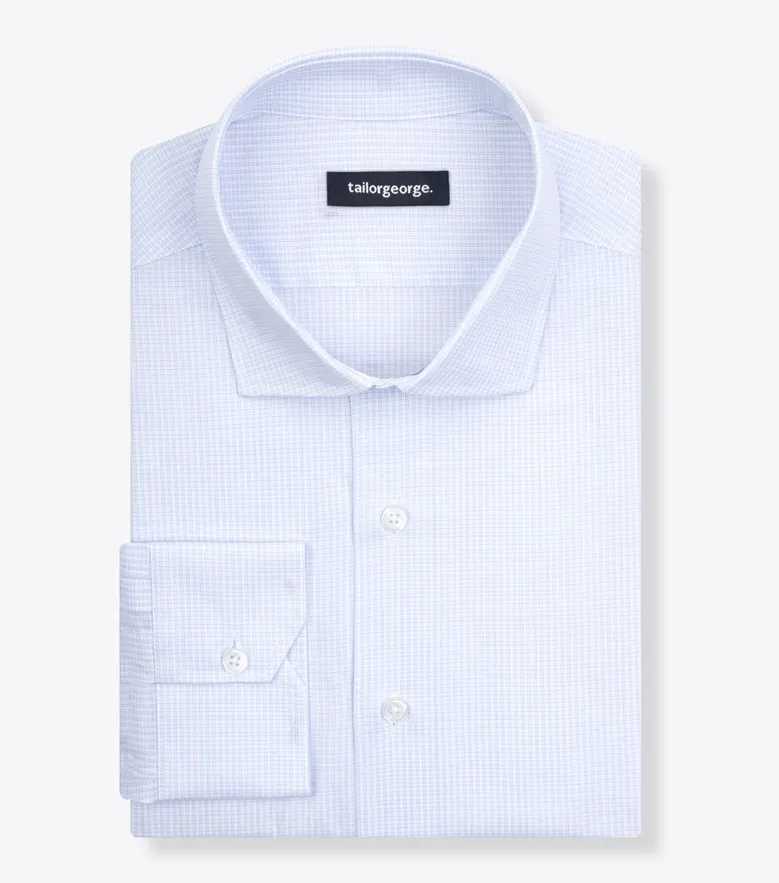 Chemise en popeline à petits carreaux bleu ciel