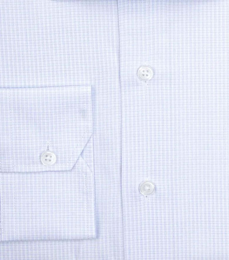 Chemise en popeline à petits carreaux bleu ciel