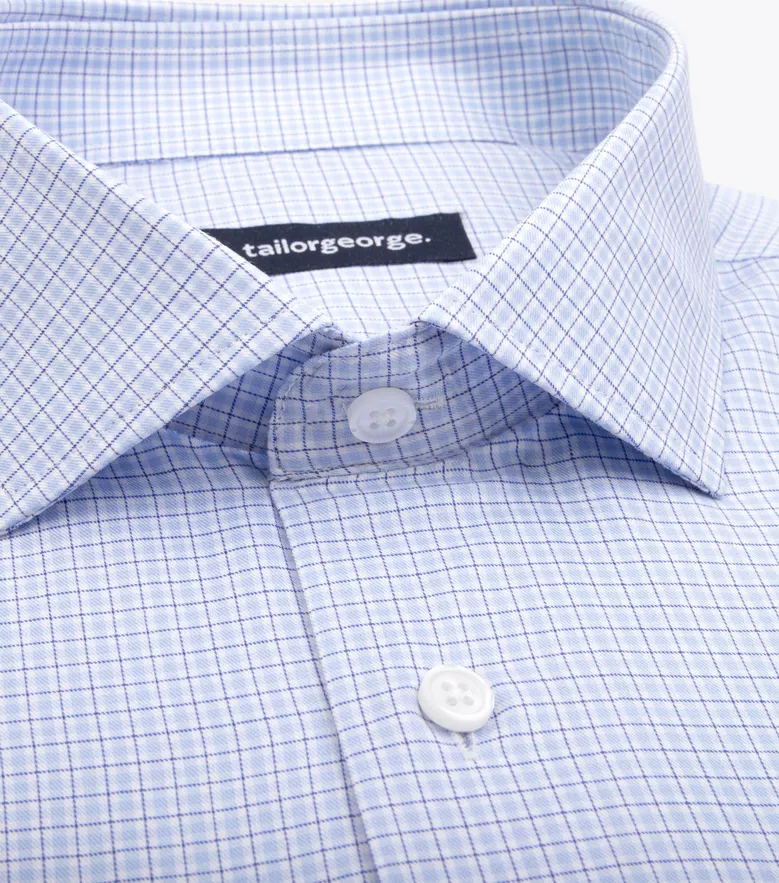 Chemise en twill à carreaux bleu ciel