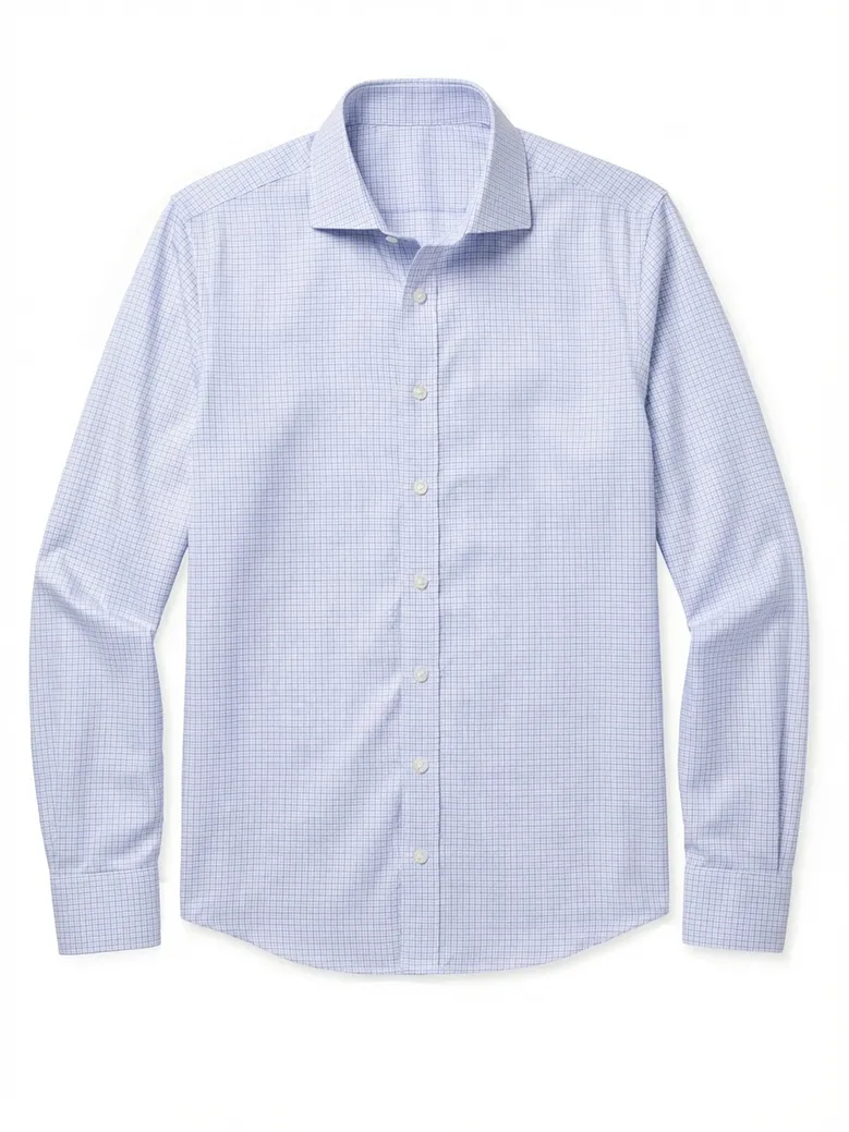 Chemise en twill à carreaux bleu ciel