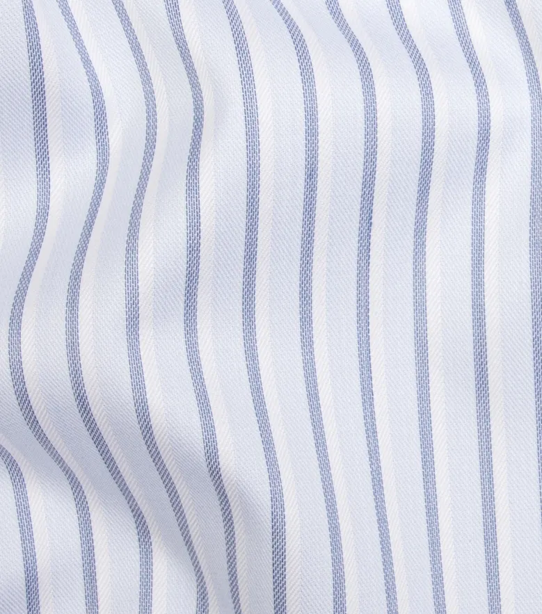 Chemise en twill à rayures bleues et blanches 