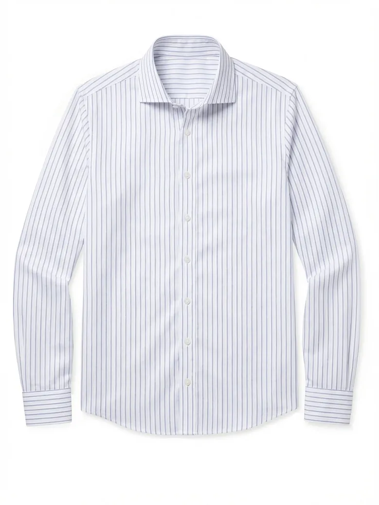 Chemise en twill à rayures bleues et blanches 