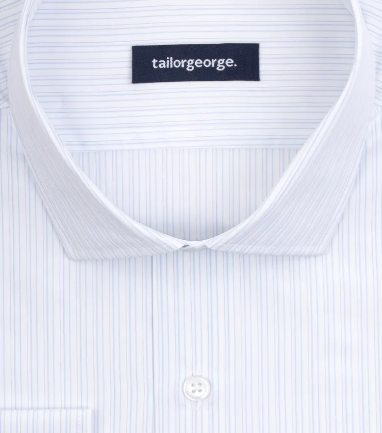 Chemise en popeline à fines rayures bleu ciel