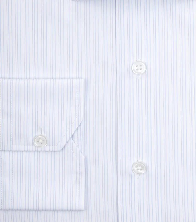 Chemise en popeline à fines rayures bleu ciel
