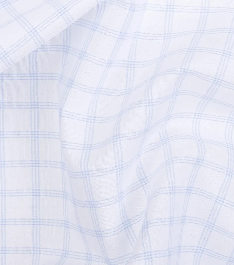 Chemise en popeline à carreaux fins bleu ciel