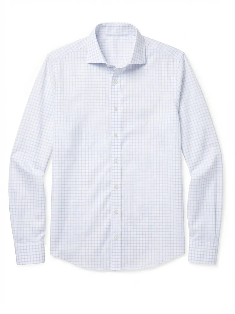 Chemise en popeline à carreaux fins bleu ciel
