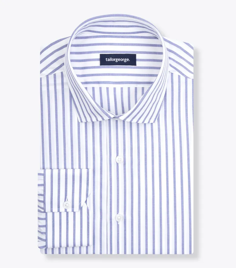 Chemise en fil-à-fil à rayures bleues