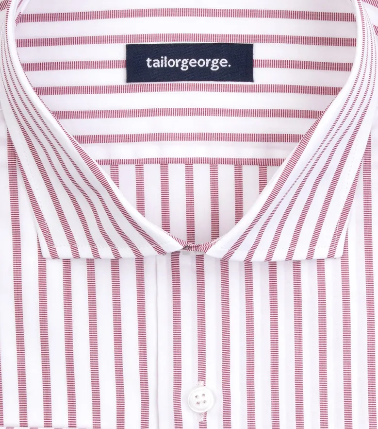 Chemise en fil-à-fil à rayures rouge bordeaux