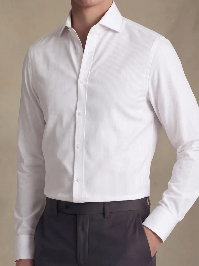 Chemise en popeline à rayures rose pâle facile à repasser