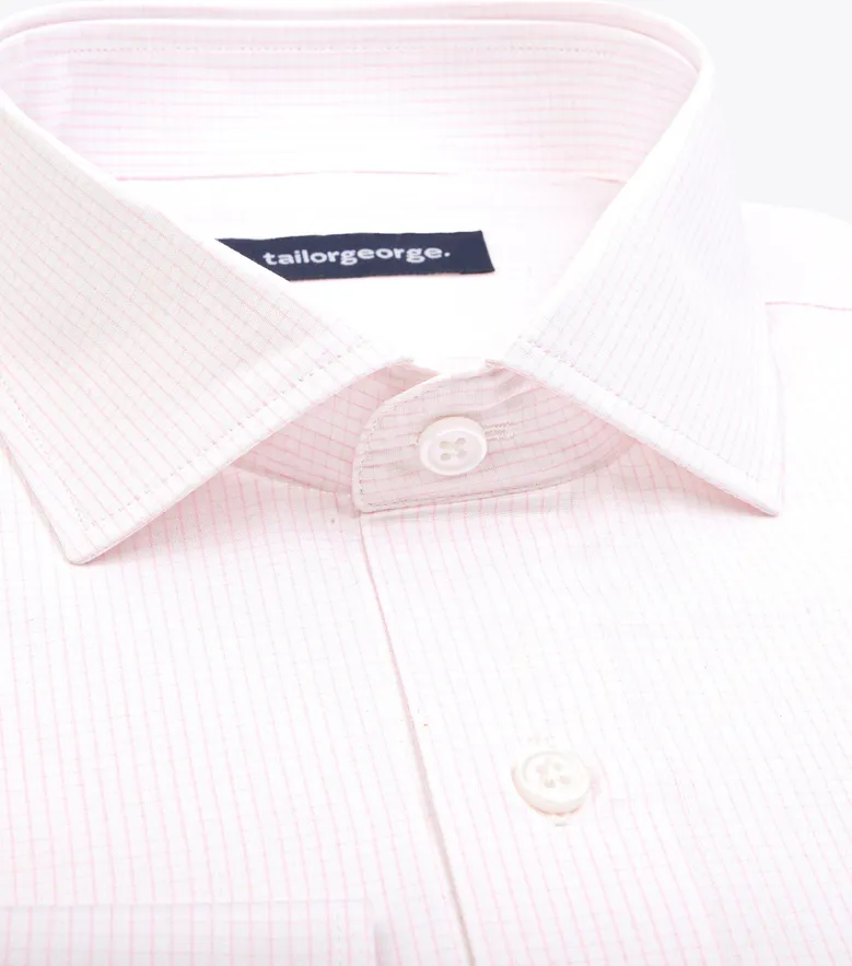 Chemise en popeline à carreaux rose pâle facile à repasser