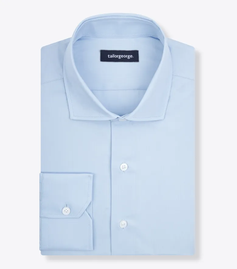 Chemise en popeline uni bleu ciel