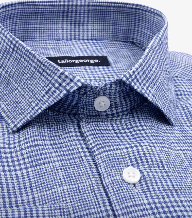 Chemise en lin à carreaux bleus
