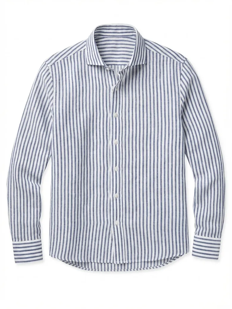 Chemise en lin à rayures bleues