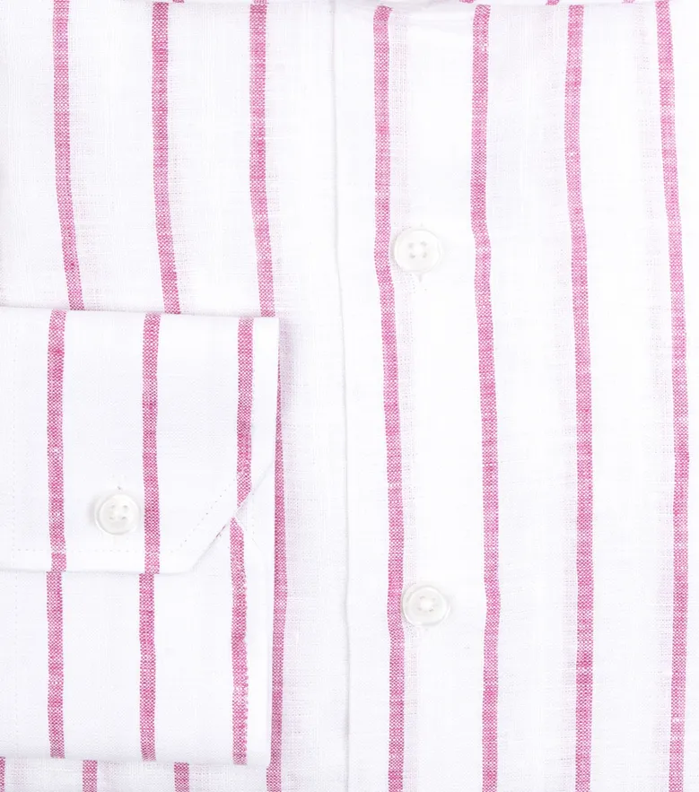 Chemise en lin à rayures roses