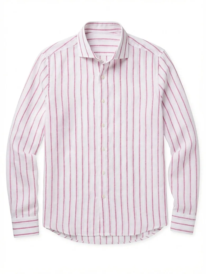 Chemise en lin à rayures roses