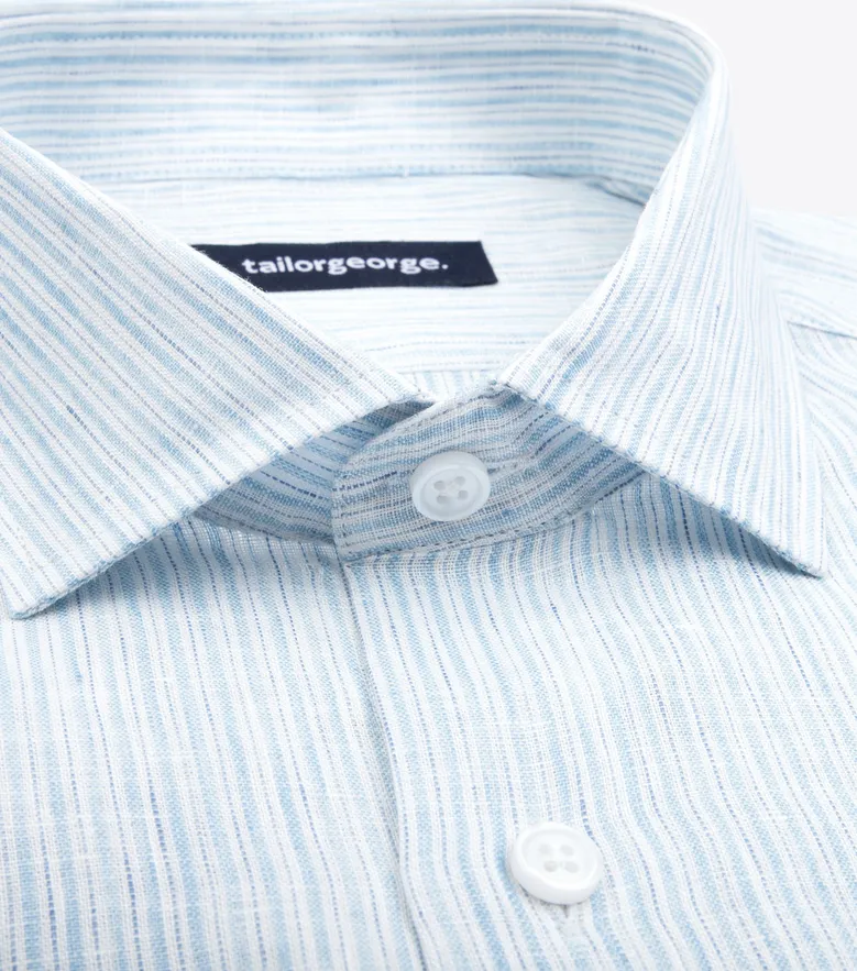 Chemise en lin à rayures bleu ciel