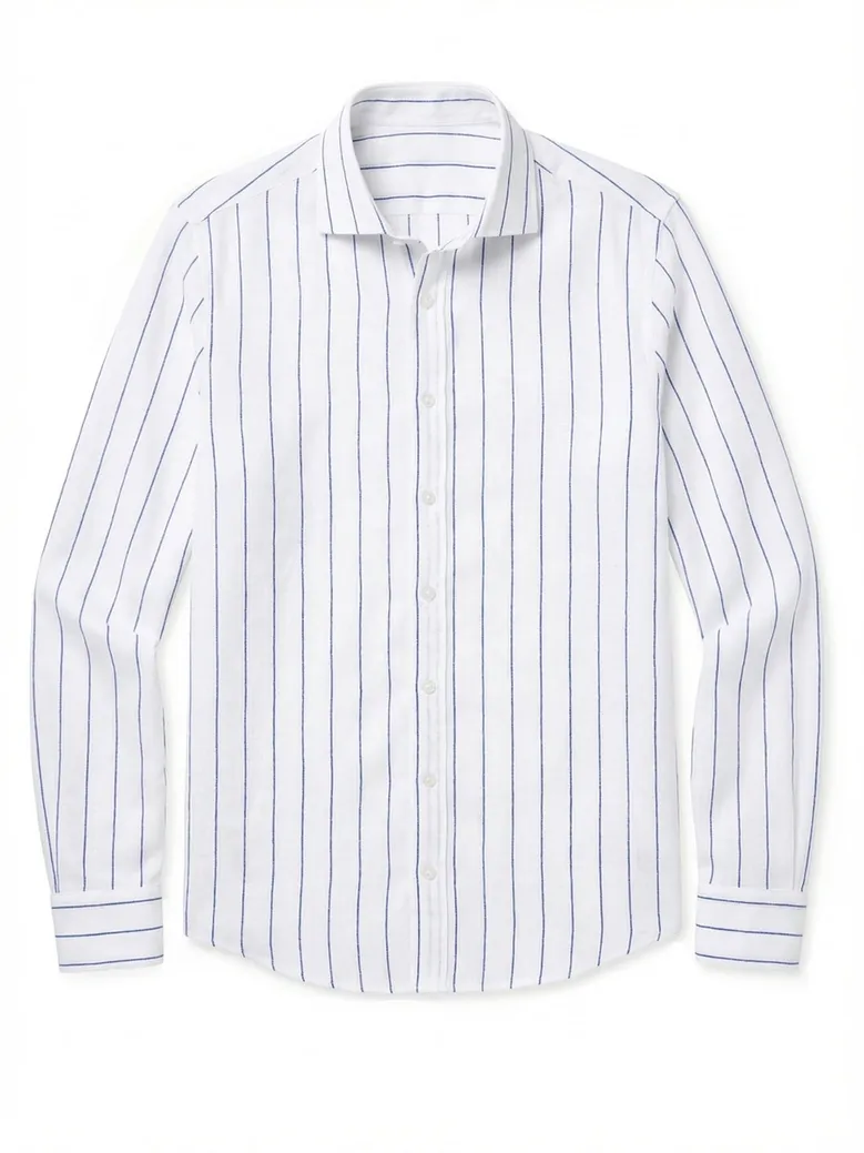 Chemise en lin à rayures bleues