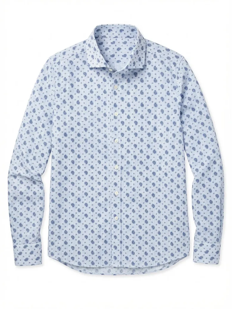 Chemise en popeline imprimée bleue