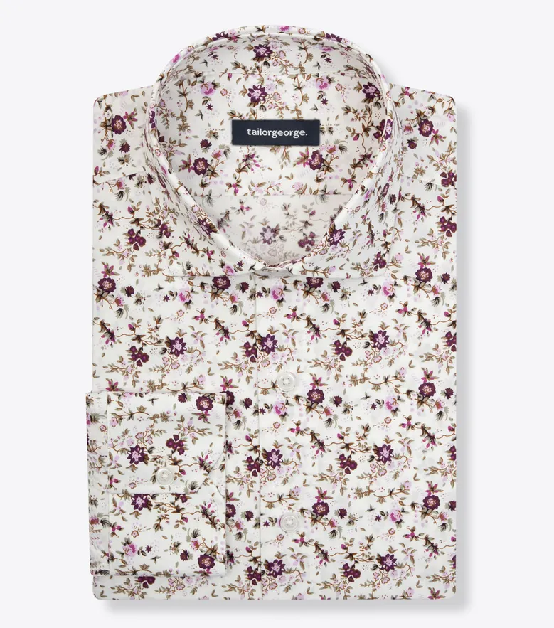 Chemise en popeline imprimée violette