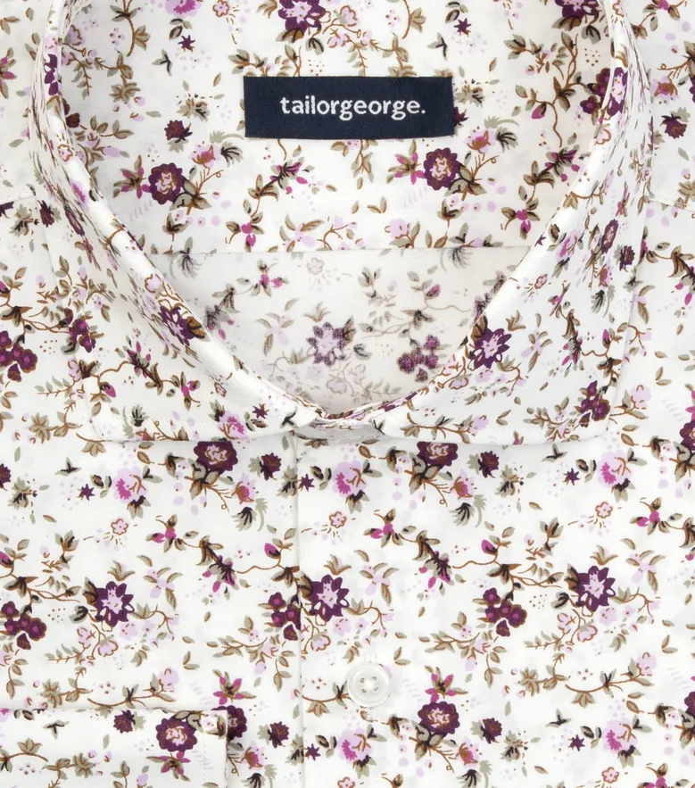 Chemise en popeline imprimée violette