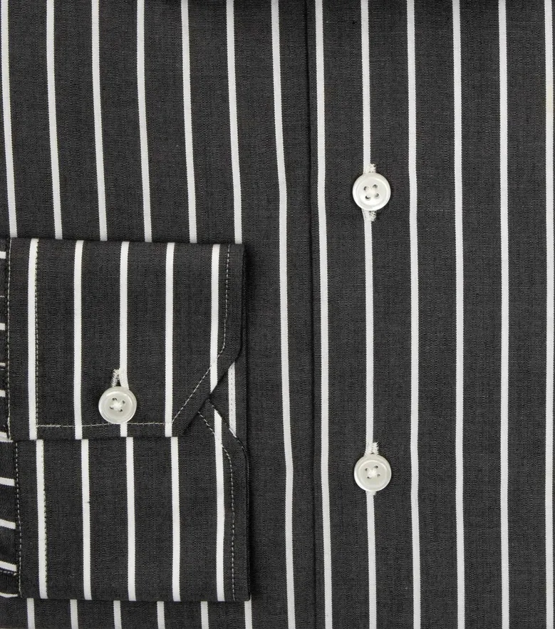 Chemise en popeline à rayures gris anthracite