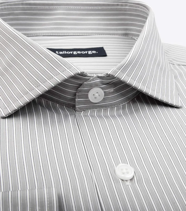 Chemise en popeline à rayures gris clair