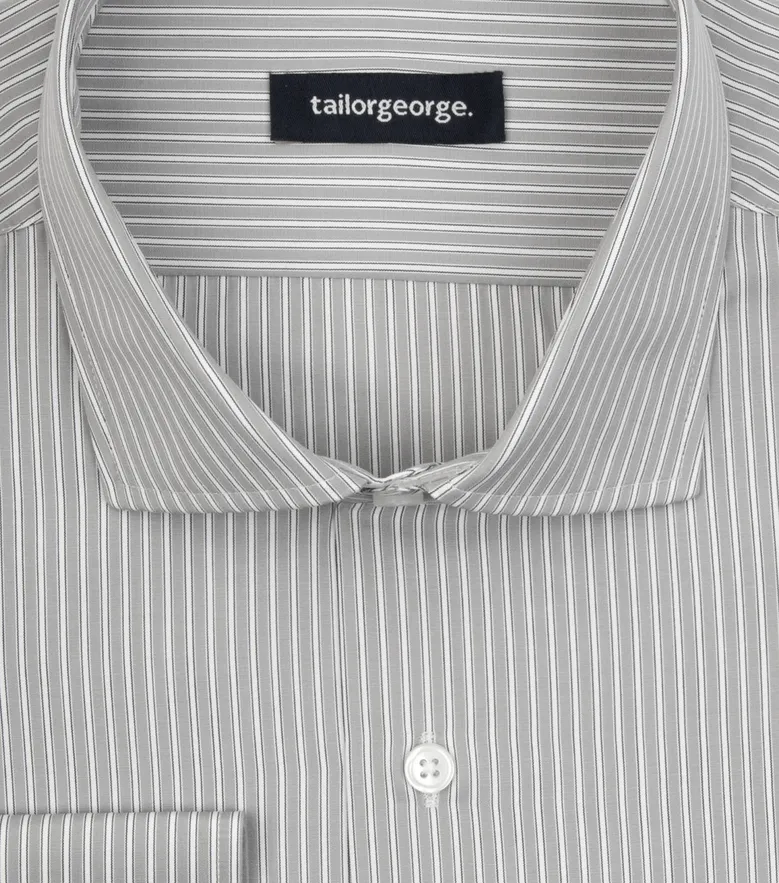 Chemise en popeline à rayures gris clair