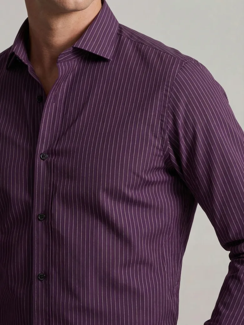 Chemise en popeline à rayures violettes