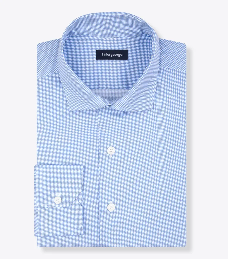 Chemise en popeline stretch imprimée bleu
