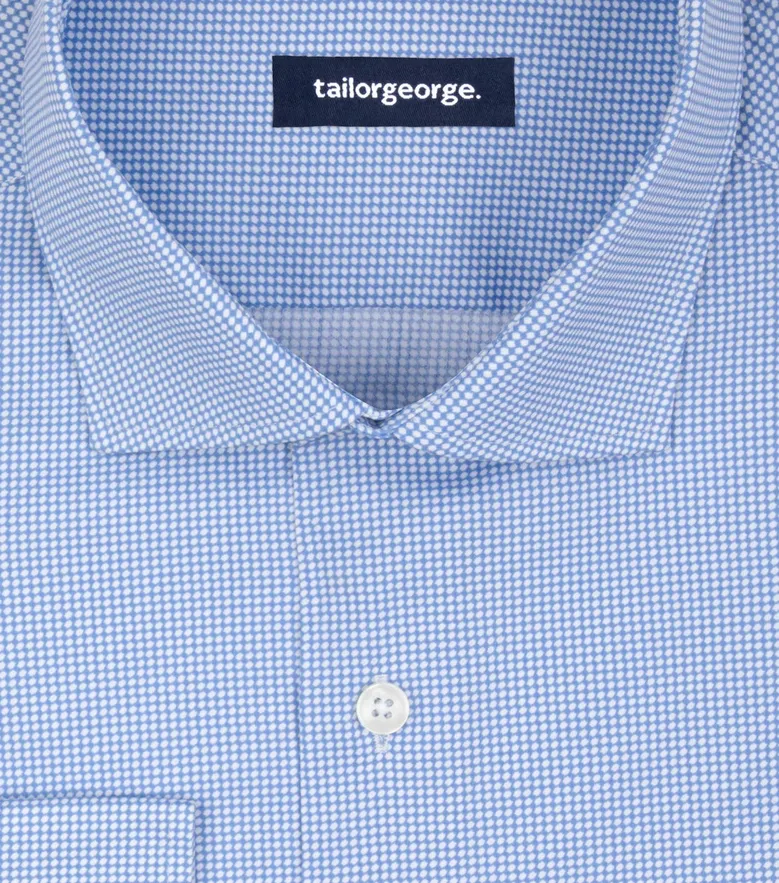 Chemise en popeline stretch imprimée bleu