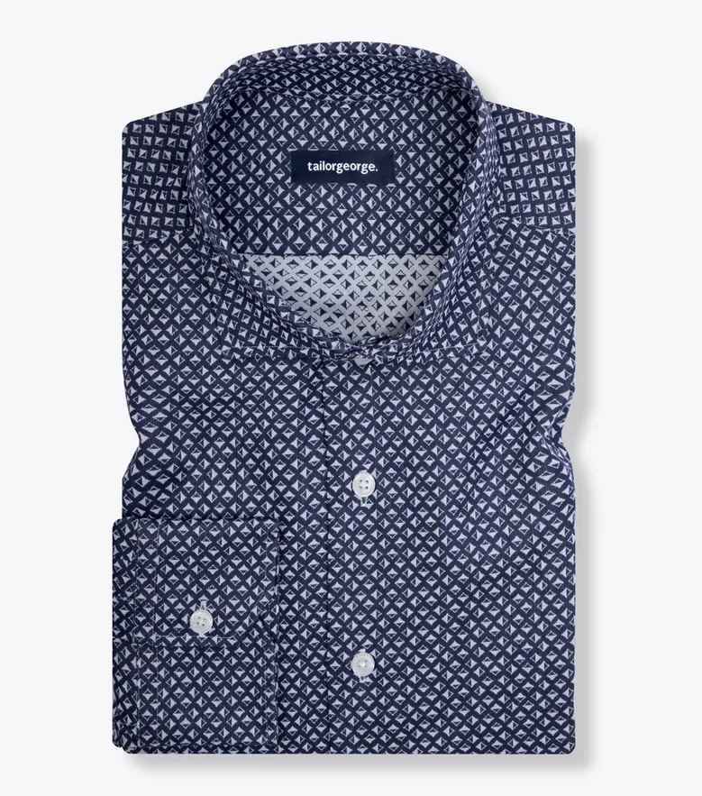 Chemise en fil-à-fil liberty bleu marine facile à repasser