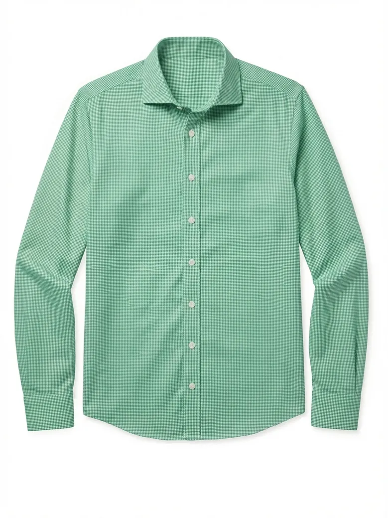 Chemise en twill à carreaux verts facile à repasser