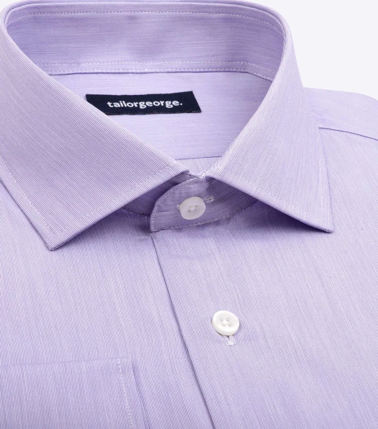 Chemise en fil-à-fil uni mauve facile à repasser