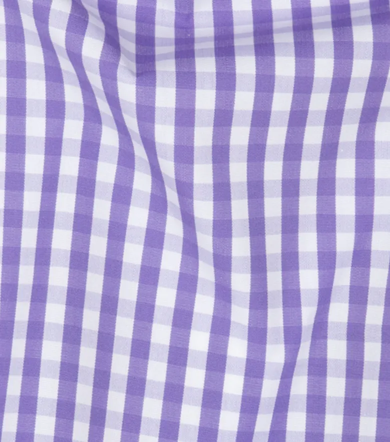 Chemise en popeline à carreaux mauve facile à repasser