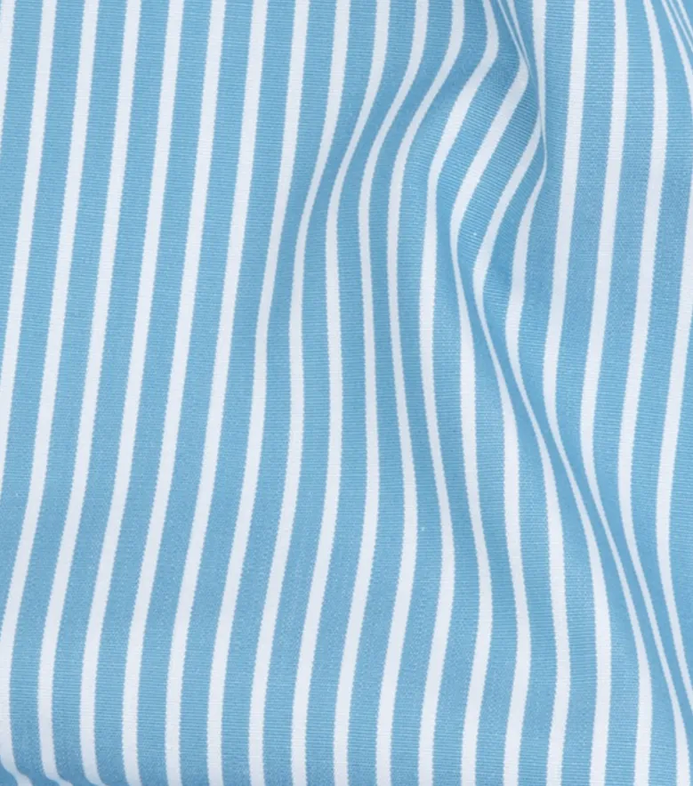 Chemise en popeline à rayures bleu clair facile à repasser