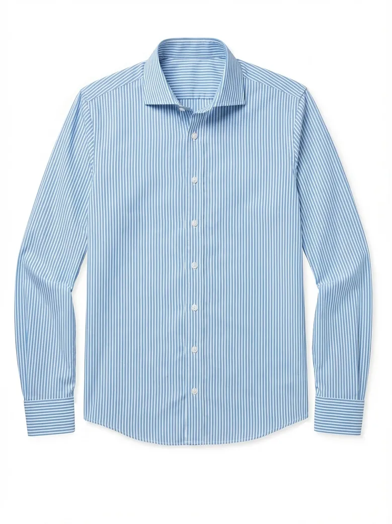 Chemise en popeline à rayures bleu clair facile à repasser