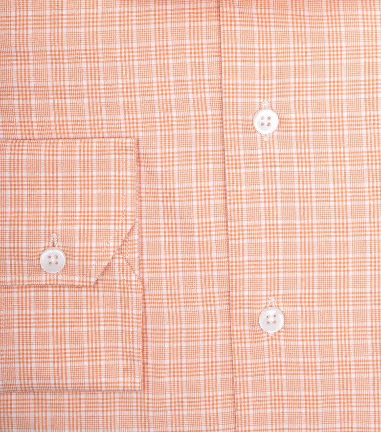 Chemise en popeline à carreaux prince de galles orange facile à repasser